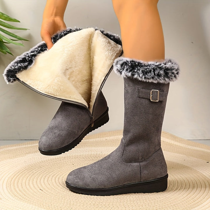 Avoria | Women's Cozy Fur-Trimmed Boots — Grey