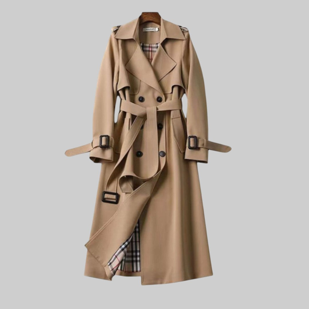 Azelie | Women's Double Breasted Long Trench Coat — 1