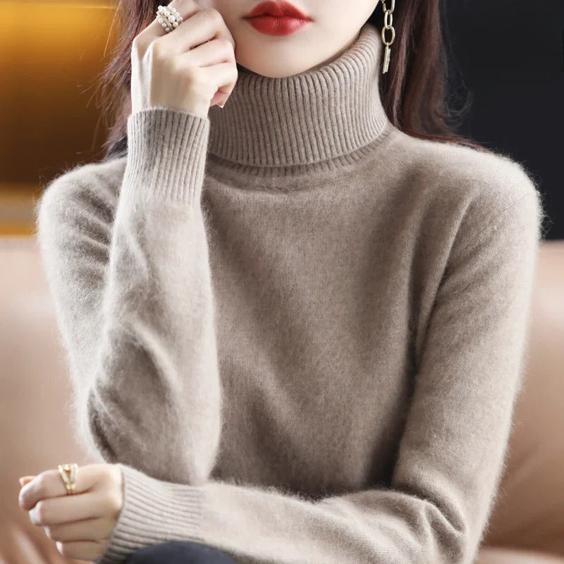 Bella | Women's Cozy Cashmere Turtleneck Sweater for Warmth and Comfort — Camel