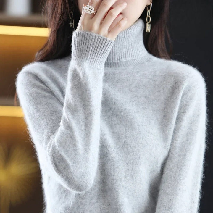 Bella | Women's Cozy Cashmere Turtleneck Sweater for Warmth and Comfort — Gray
