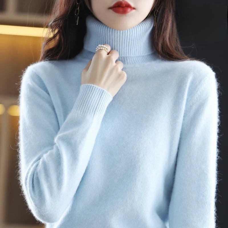 Bella | Women's Cozy Cashmere Turtleneck Sweater for Warmth and Comfort — Hemelblauw