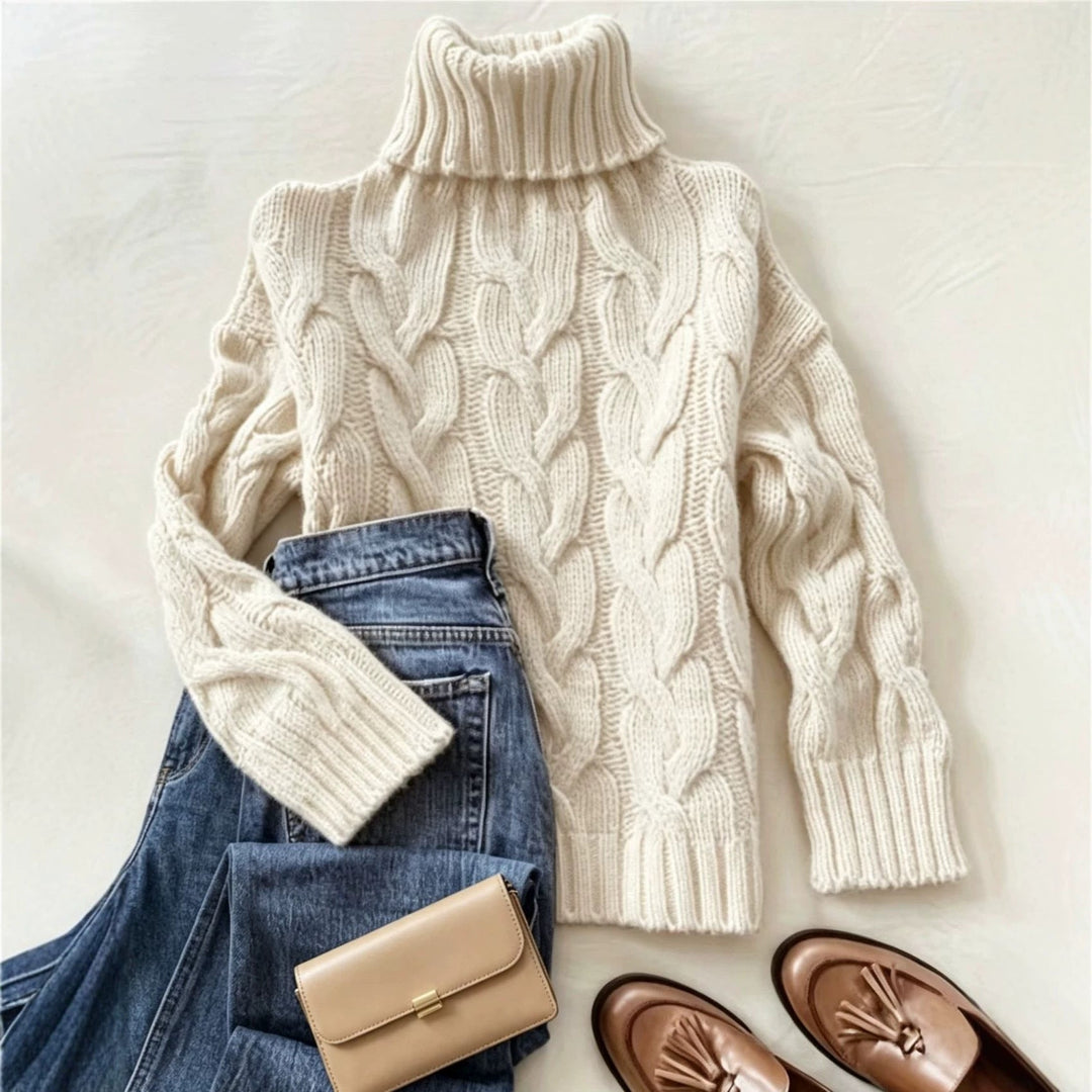 Bellamy | Women's Cozy Refined Chunky Cable Turtleneck Knit Sweater — 1