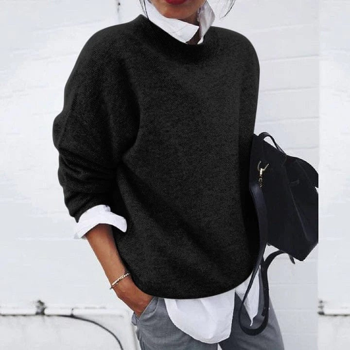 Bellany | Women's Soft Cashmere Look Loose Fit Sweater for Cozy Comfort — Black