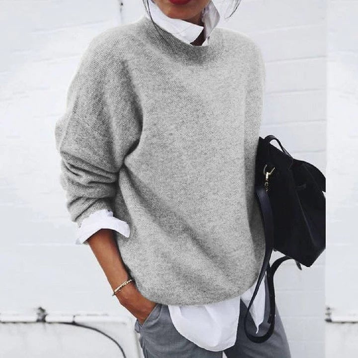 Bellany | Women's Soft Cashmere Look Loose Fit Sweater for Cozy Comfort — Gray