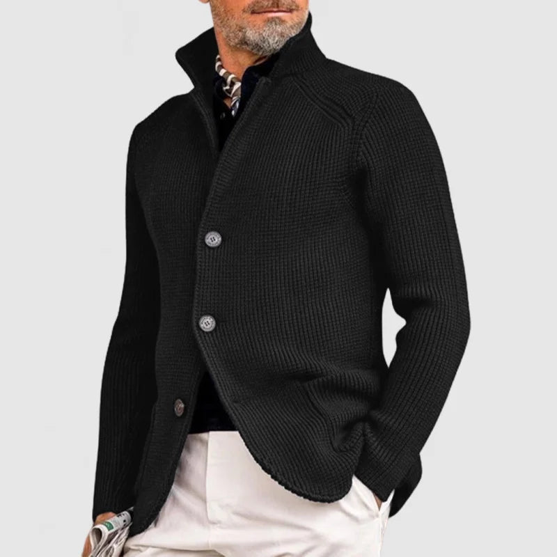 Bellarie | Women's Cozy Knit Button Cardigan — Black