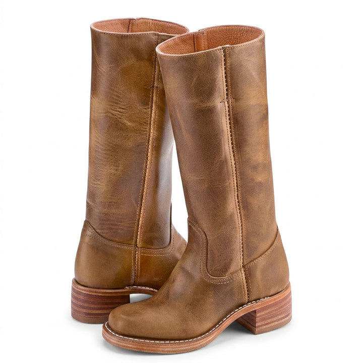 Belvianne | Women's Knee High Boots — Tan