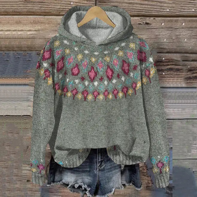 Damaris Nordic Patterned Hoodie Hoodies for Women