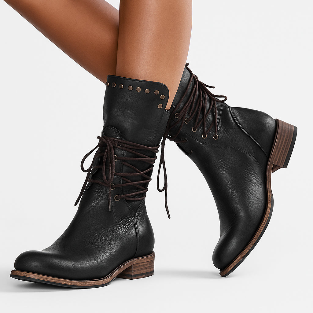 Bennett | Women's Lace Up Mid Calf Boots — 2
