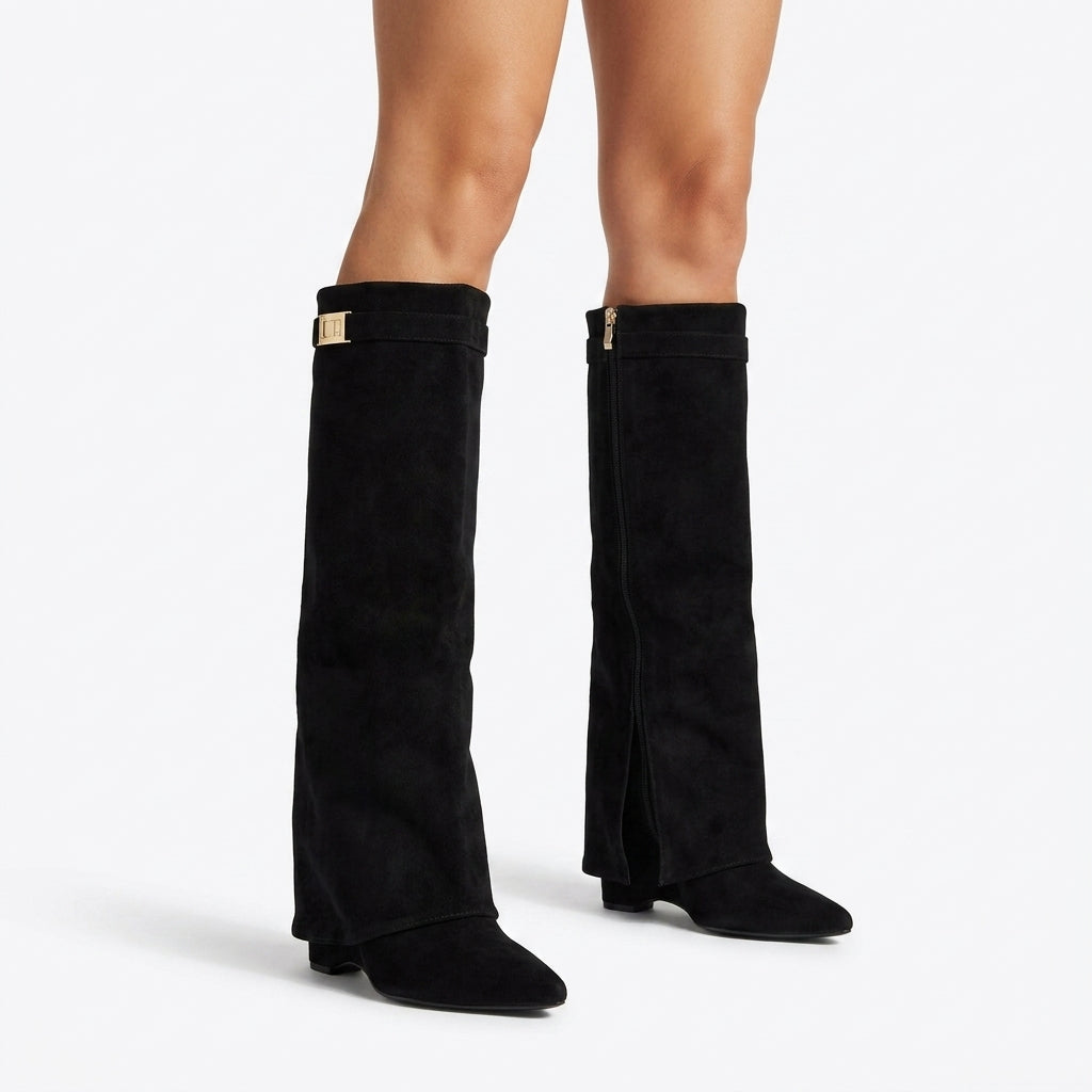 Bess | Women's Fold Over Knee High Boots — 1
