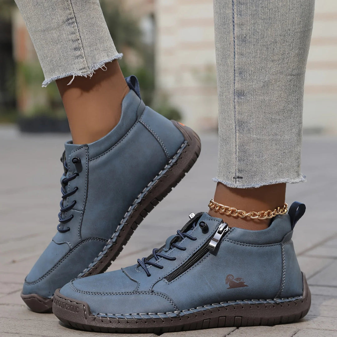 Bethany | Women's Zip-Up Ankle Boots — Blue