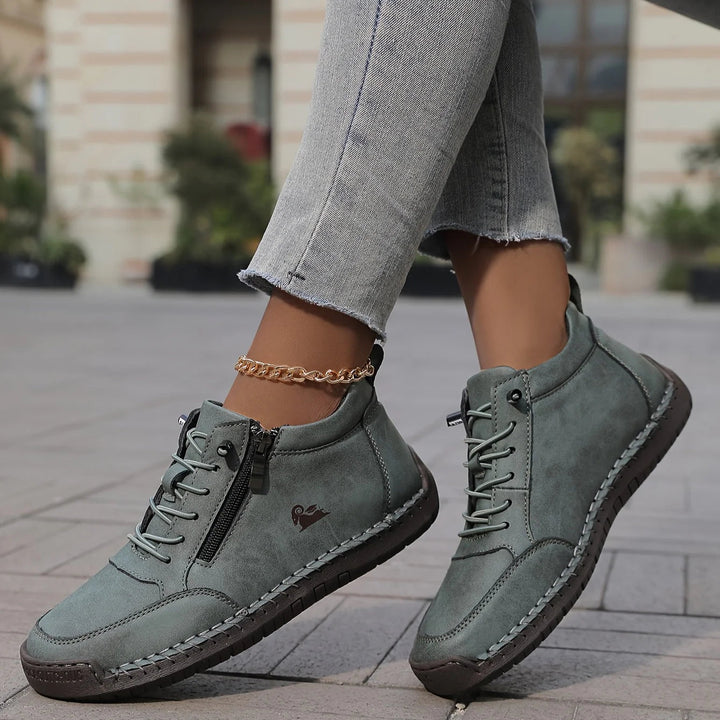 Bethany | Women's Zip-Up Ankle Boots — Green