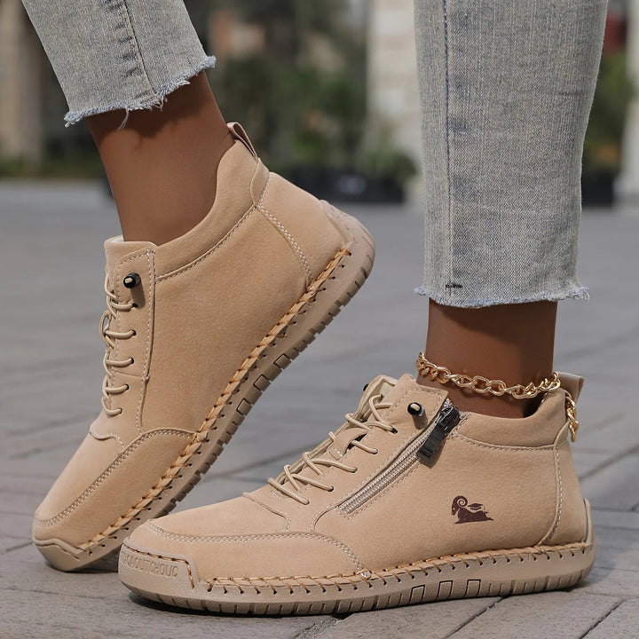 Bethany | Women's Zip-Up Ankle Boots — Khaki
