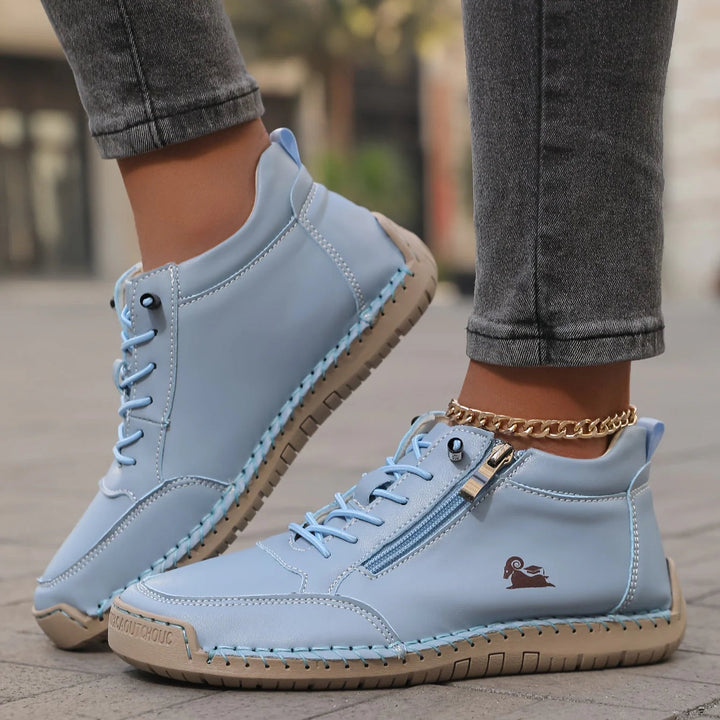Bethany | Women's Zip-Up Ankle Boots — Light Blue
