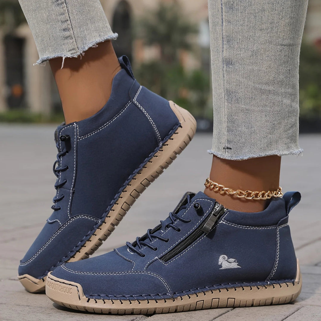 Bethany | Women's Zip-Up Ankle Boots — Navy Blue