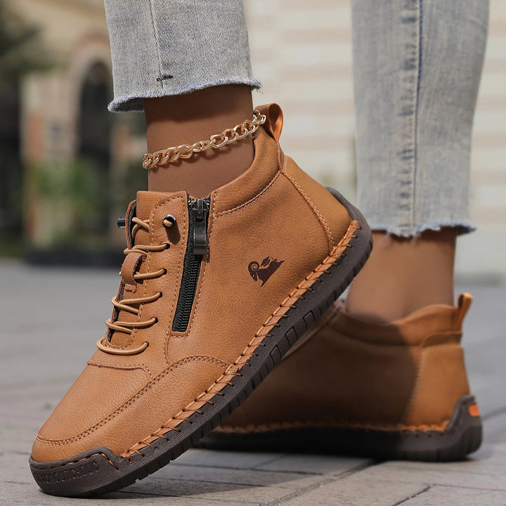 Bethany | Women's Zip-Up Ankle Boots — Olive Brown