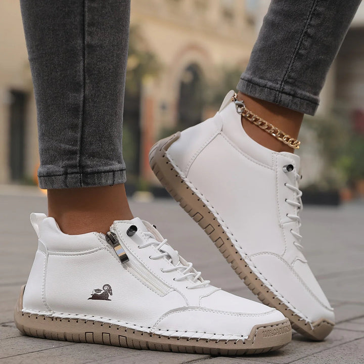 Bethany | Women's Zip-Up Ankle Boots — White