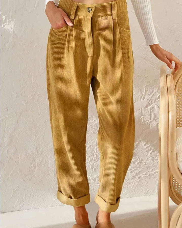 Bex | Women's Tailored Wide Leg Pants — Mustard