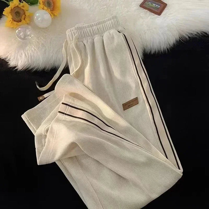 Bexlee | Women's Tailored Striped Wide Leg Corduroy Pants — Apricot