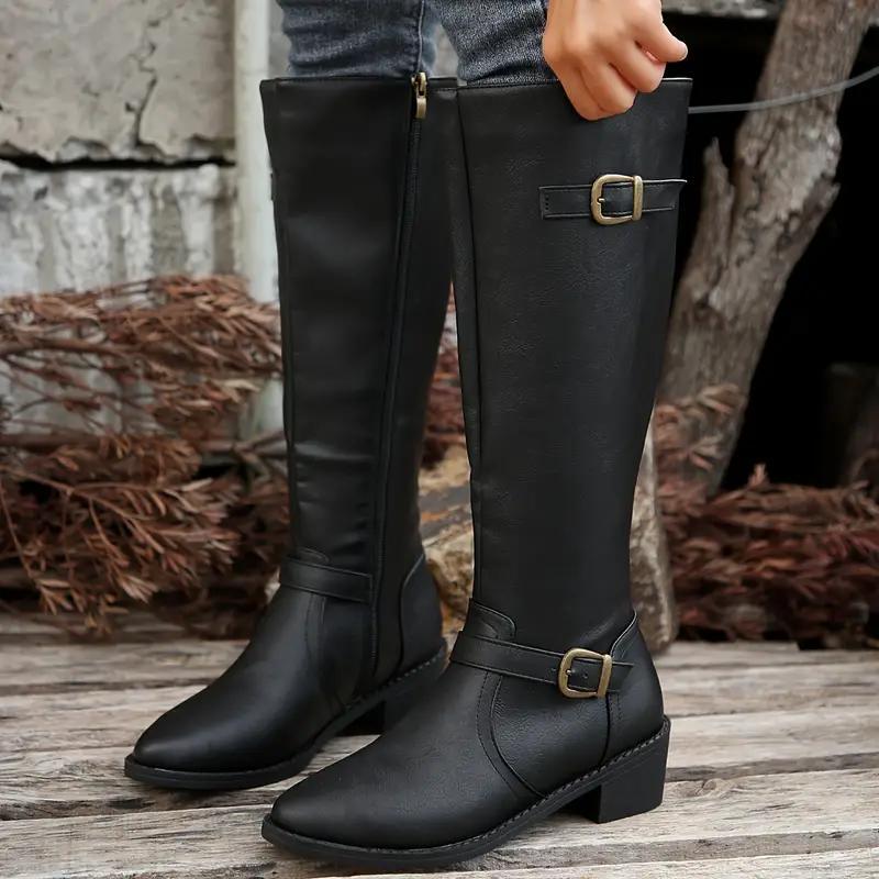 Camellia Knee High Double Buckle Boots for Women — photo 3
