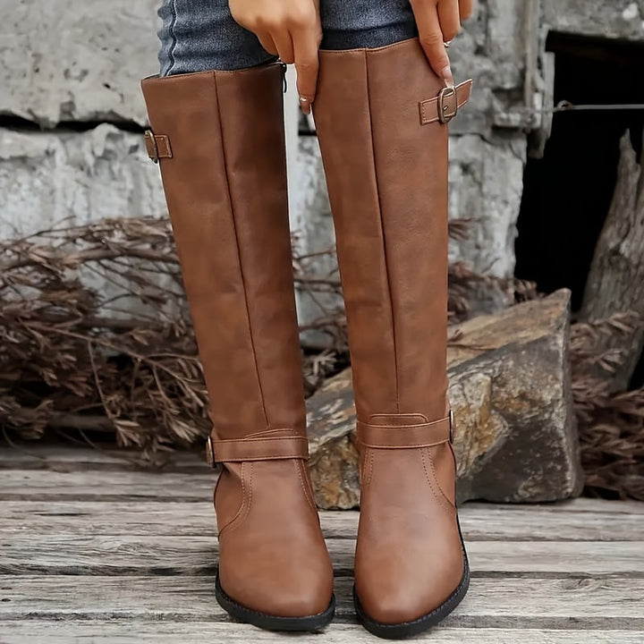 Camellia Knee High Double Buckle Boots for Women — photo 5