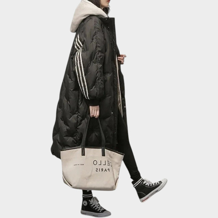 Binnie | Women's Puffer Coat Quilted Long Line — 2