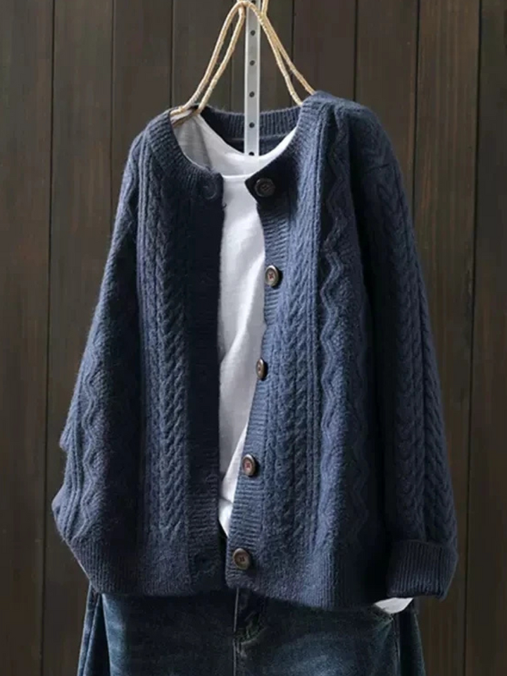 Blake | Women's Cozy Cable Cardigan — Blue
