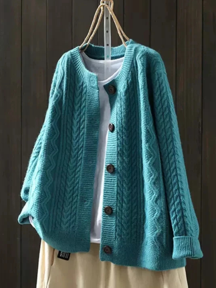 Blake | Women's Cozy Cable Cardigan — Navy Blue