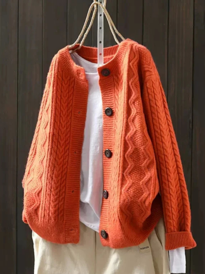 Blake | Women's Cozy Cable Cardigan — Orange