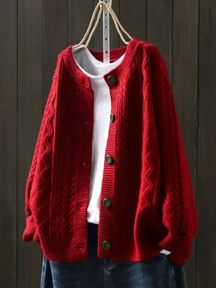 Blake | Women's Cozy Cable Cardigan — Red