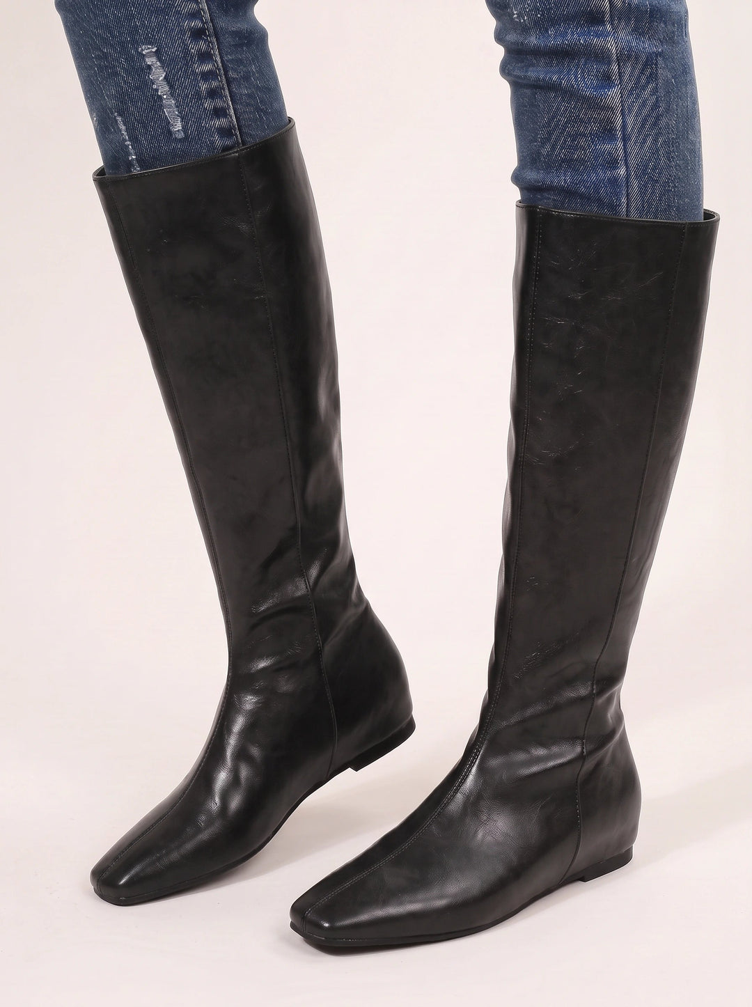 Blyra | Women's Knee-High Flat Boots — Black