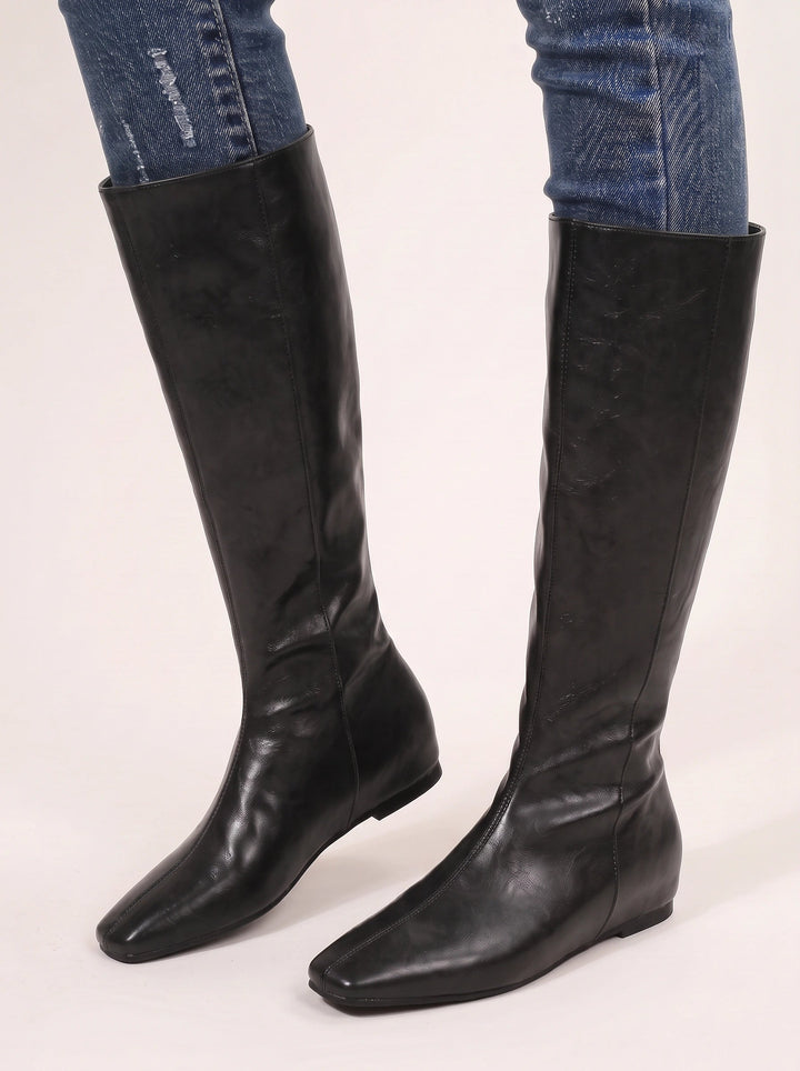 Blyra | Women's Knee-High Flat Boots — Black