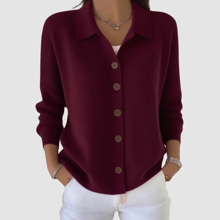 Braelynn | Women's Knit Cozy Cardigan Sweater — Wine Red