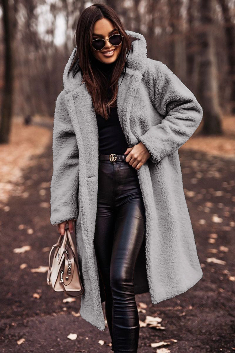 Bravyn | Women's Oversized Teddy Coat — Grey