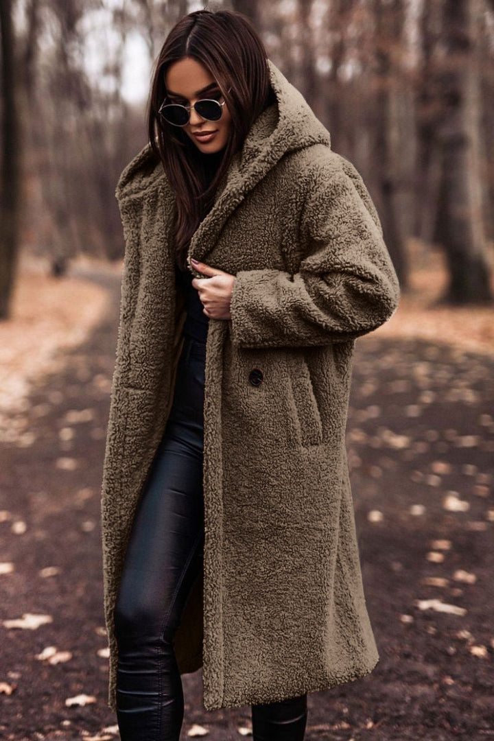 Bravyn | Women's Oversized Teddy Coat — Khaki