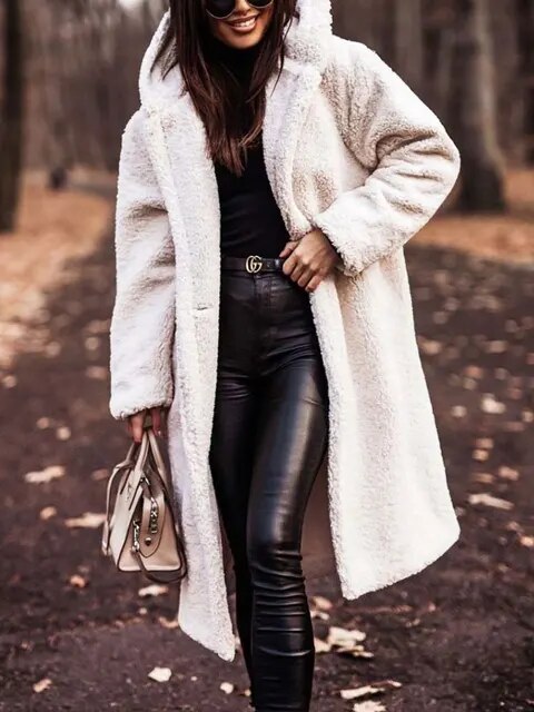 Bravyn | Women's Oversized Teddy Coat — White