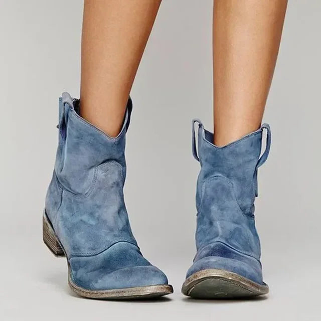 Brela | Women's Fringe Ankle Boots — Blue