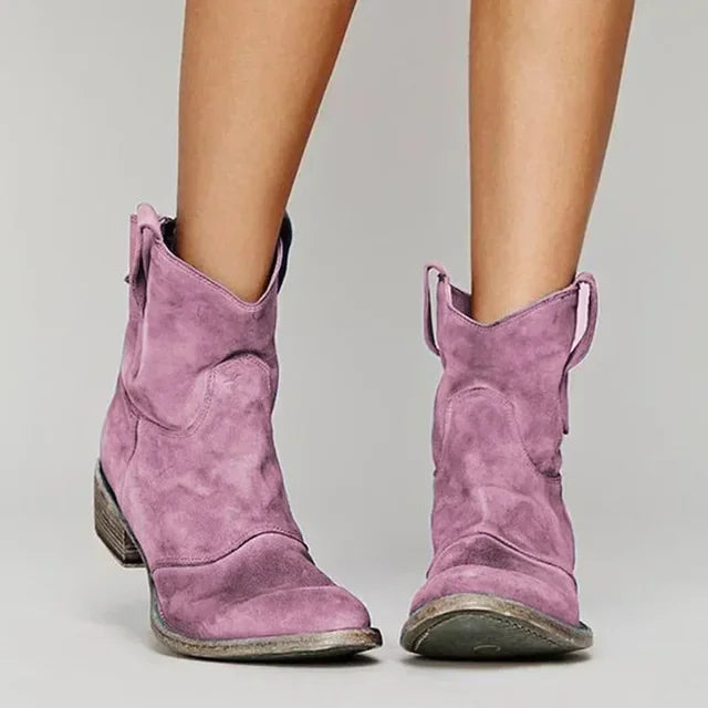 Brela | Women's Fringe Ankle Boots — Pink