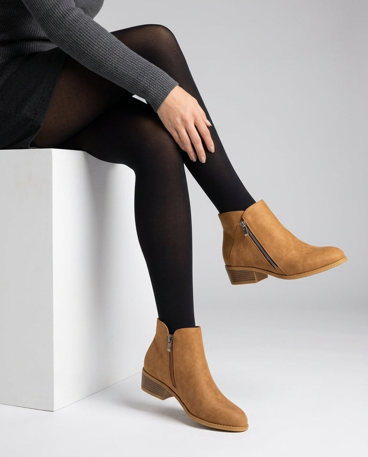 Brenlyn | Women's Block Heel Ankle Boots — Brown