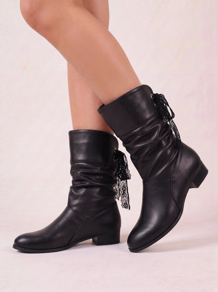Bria | Women's Mid-Calf Slouch Boots — Black