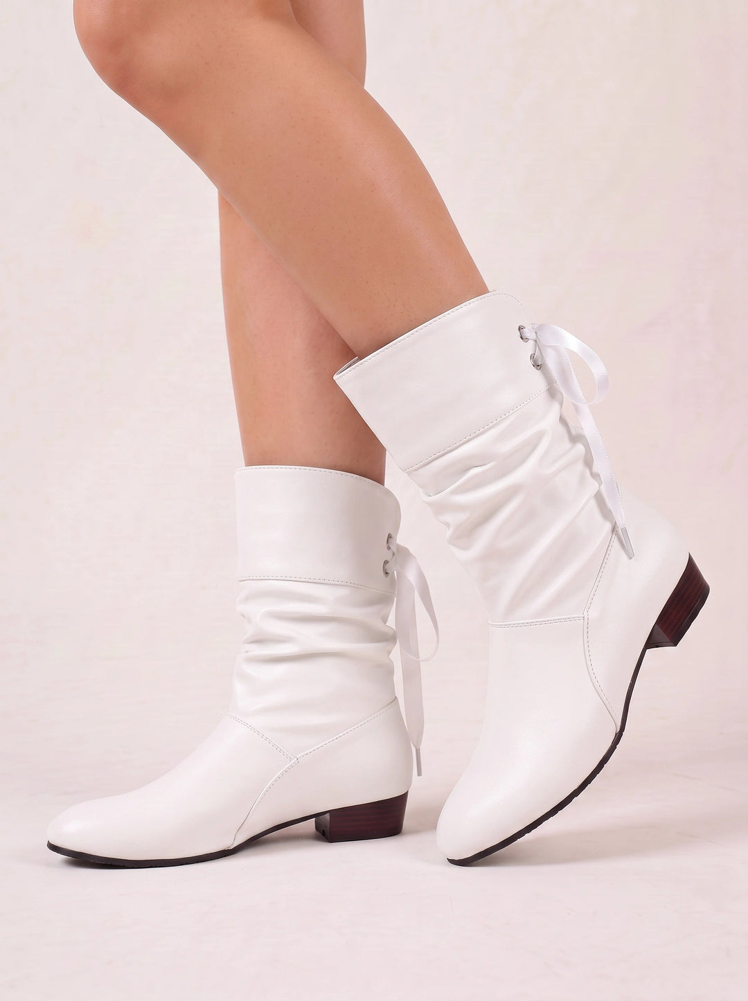 Bria | Women's Mid-Calf Slouch Boots — White