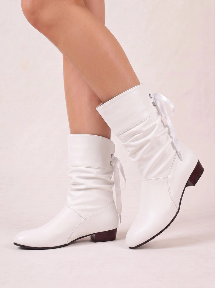 Bria | Women's Mid-Calf Slouch Boots — White