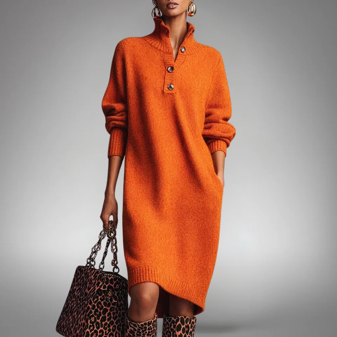 Briavelle | Women's Elegant Oversized Knit Midi Sweater Dress — 1