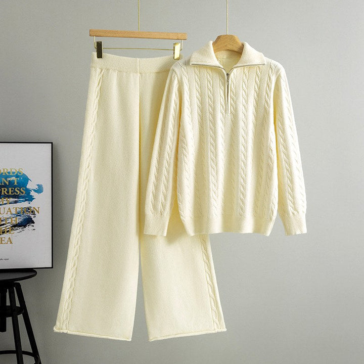 Bridie | Women's Cozy Ada - High-Neck Sweater and Wide-Leg Pants Set — Beige