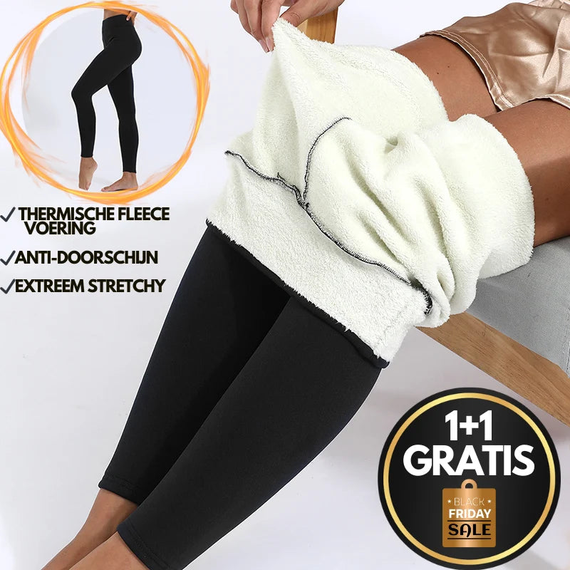 Briessa | Women's Wide-Leg Tailored Fleece Lined High Waist Thermal Pants — 2