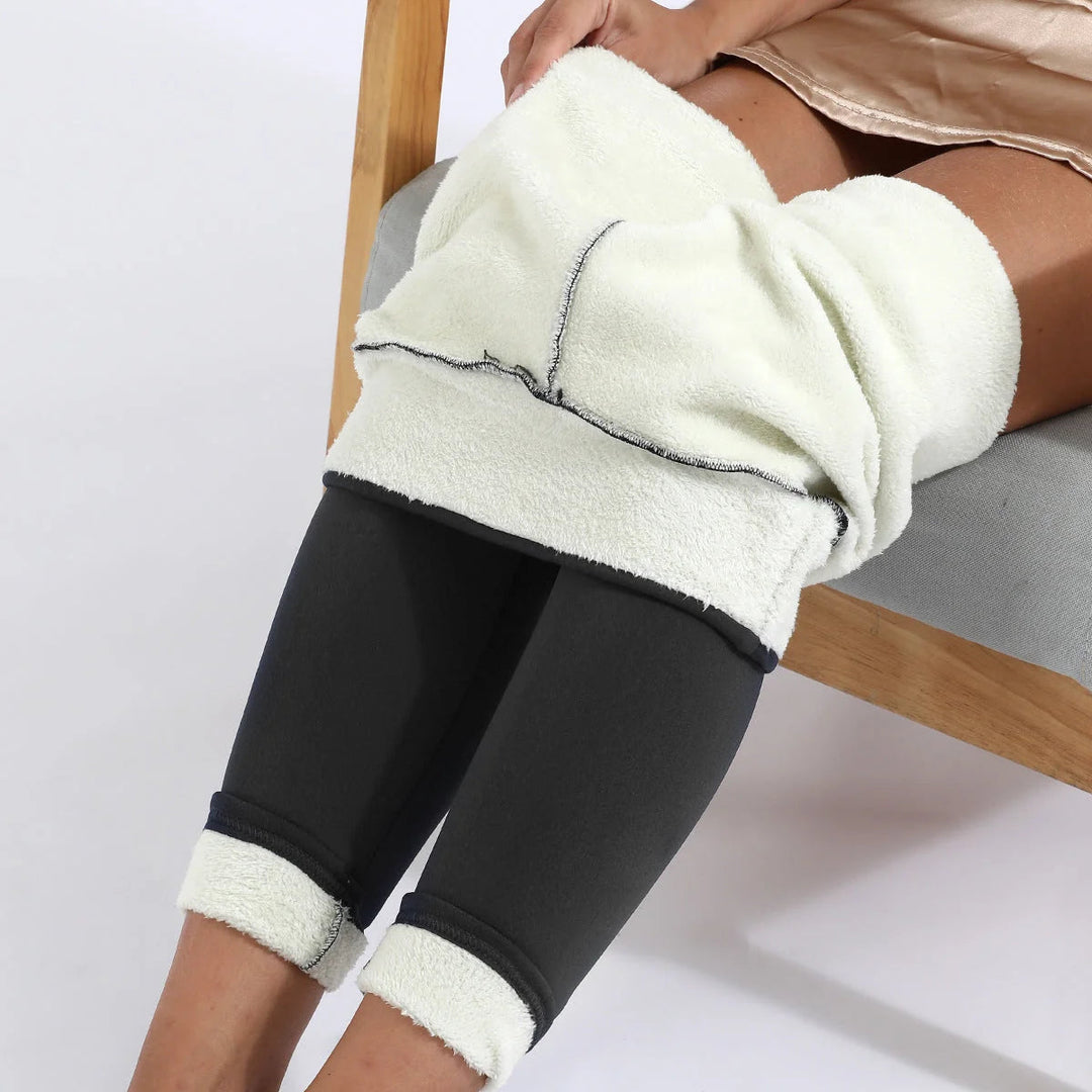 Briessa | Women's Wide-Leg Tailored Fleece Lined High Waist Thermal Pants — Gray