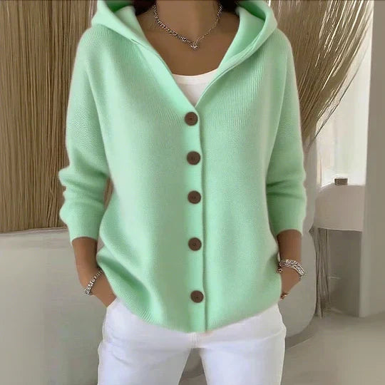 Linnea Hooded Button Front Knit Sweaters for Women — photo 5