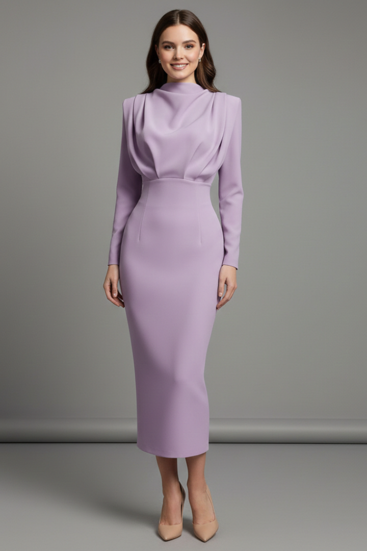 Aveline Long Sleeve Sheath Midi Dresses for Women — photo 7