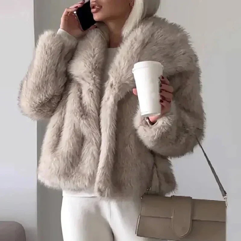 Jessamine Faux Fur Shawl Collar Cardigans for Women — photo 2